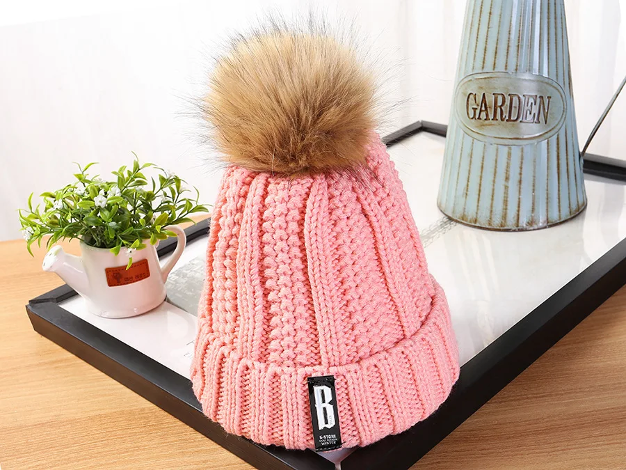 Женская зимняя уличная утолщенная шапка с буквами B Mark, шерстяные шапки, сохраняющие тепло наушники, вязаная шапка для волос - Цвет: 9