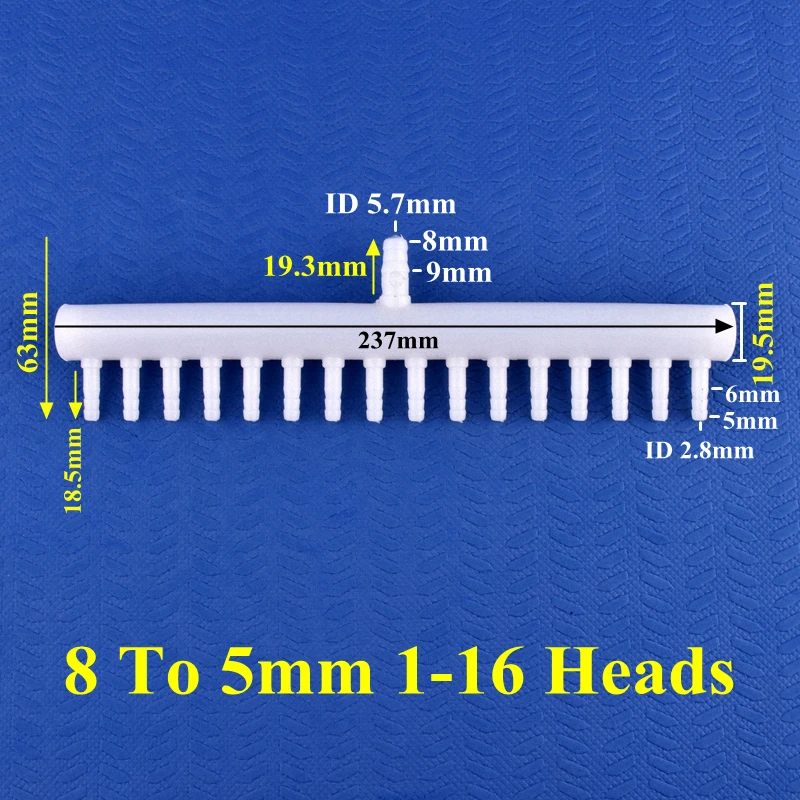 8-5mm 4~20 Head Oxygen Gas Diverter Aquarium Fish Tank Hose Joint Air Pump Oxygenation Distributor Porous Gas Drainage Connector 