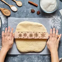 43*5 см Рождественская тисненая скалка для выпечки печенья лапша печенье, фондан, пирог, выгравированный тесто ролик Снежинка