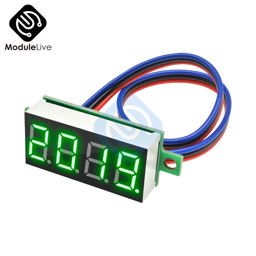 Green DC 0-100V 0,3" 0,36 дюймов цифровая панель вольтметра 4 цифры по ценам от производителя автомобильный вольтметр 12V 48V 60V Батарея Ёмкость тестер детектор инструмент - Цвет: Green