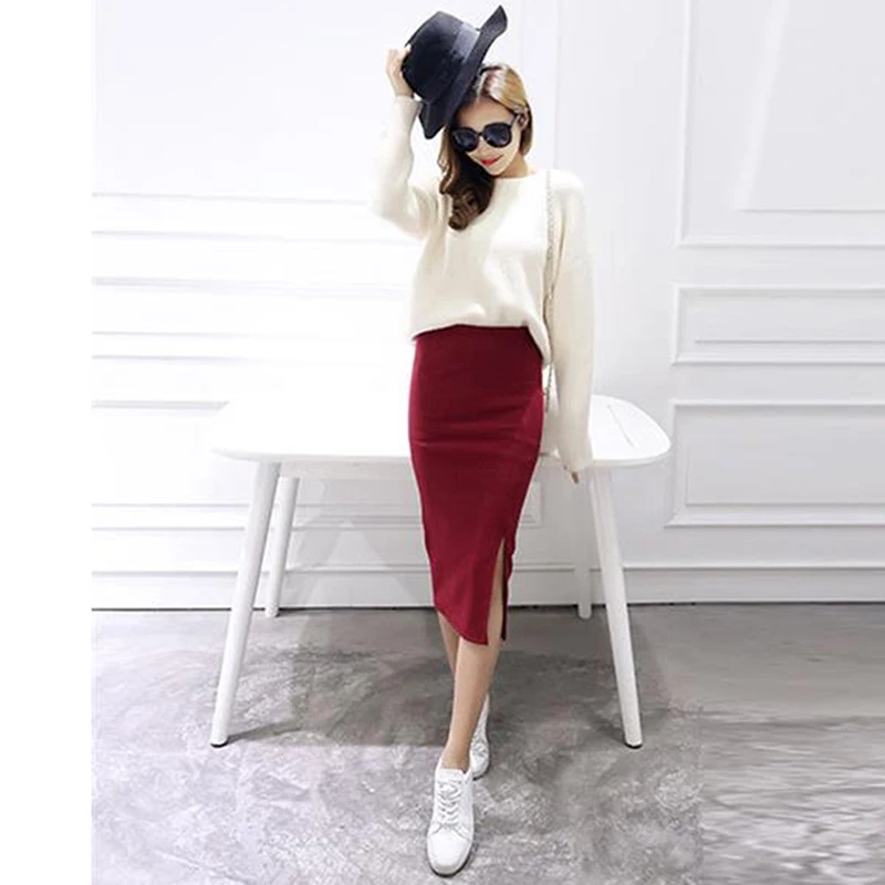 

2020 New Spring Summer Women Bodycon Skirts Both Sides Split Sexy Ladies Skirts Female Casual Pencil Skirts 6 Colors HO839187
