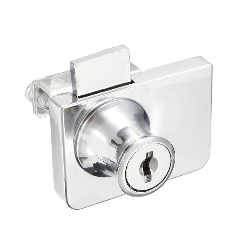 

1 Set Double Glass Cabinet Door Lock Cam Key Showcase Display Locking with 2 Keys New Arrival