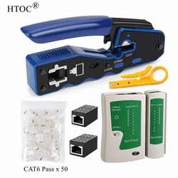 HTOC – outil de sertissage de passage RJ45, testeur de câbles réseau, connecteurs de passage CAT6, Mini dénudeur de fil, coupleur RJ45 pour CAT5 CAT6, 50 pièces 