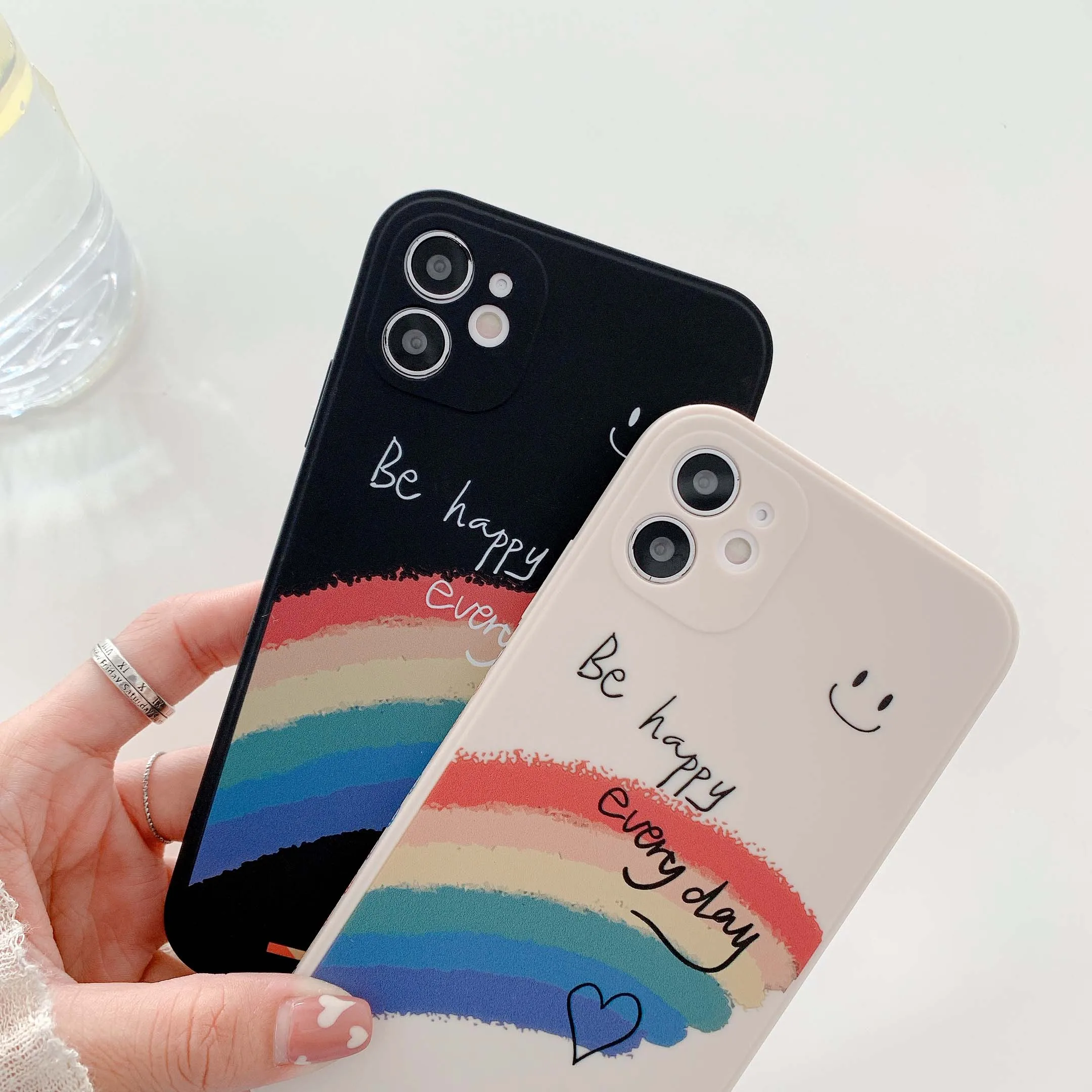 Rainbow Deer Cat Horn Phone Case for iPhone 12 11 Pro Max XR Xs MAX Soft  Rabbit Ear Fully Covered Case for iPhone 7 8 Plus Cover - AliExpress