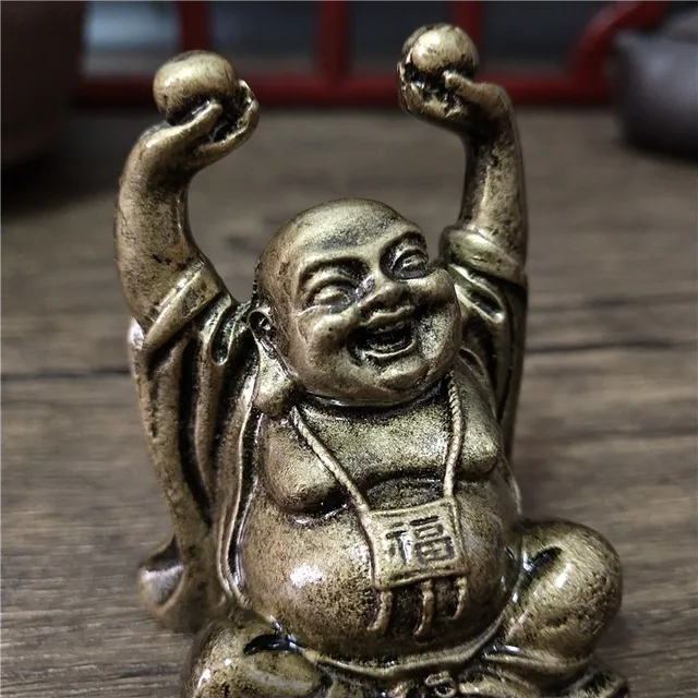 Statue de bouddha porte-bonheur en Bronze, ornements en résine chinoise Feng Shui Maitreya, Sculpture de bouddha, décoration de la maison 5