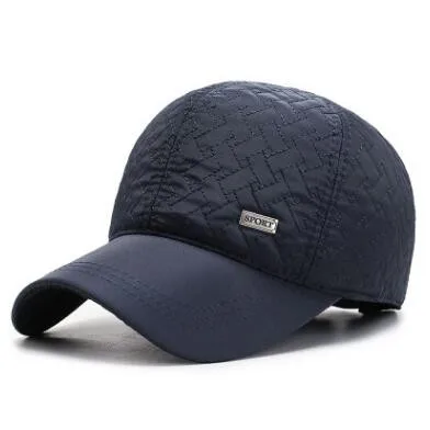 navy blue SILOQIN Снэпбэк Кепка зимняя новая бейсбольная кепка теплая зимне наушники шапка мужская Кепка Регулируемый размер Мужская брендовая Кепка s мужские шапки - Цвет: navy blue