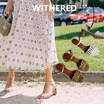 

Withered ins fashion blogger retro Hand woven real leather open peep toe sexy high heel shoes women sandals party sandals women