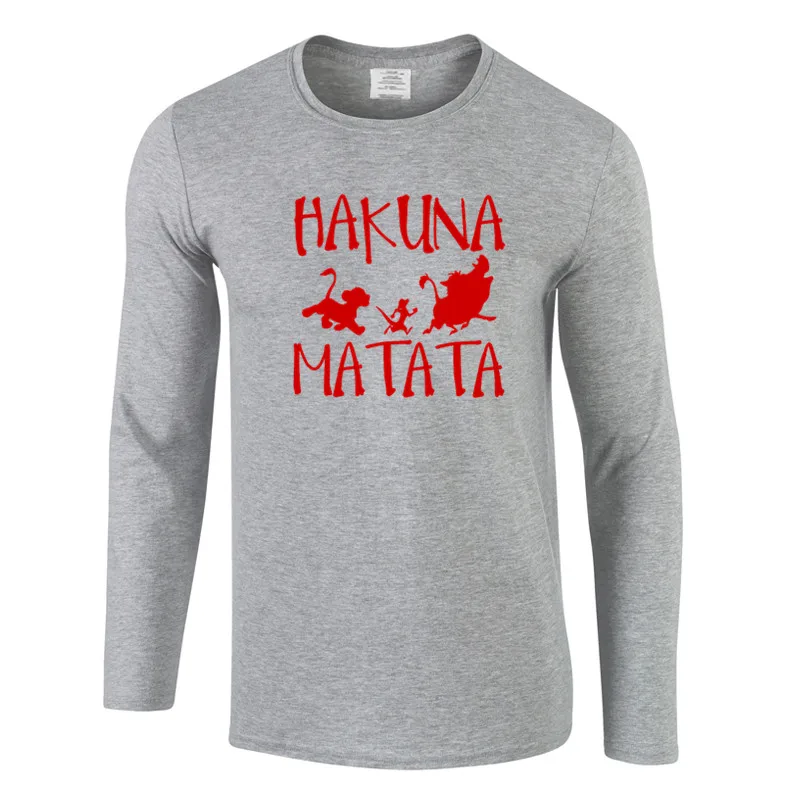 HAKUNA MATATA, Король Лев, Simba, мужские футболки размера плюс, Длинные мужские футболки, осенние мужские футболки с длинным рукавом, мужские футболки