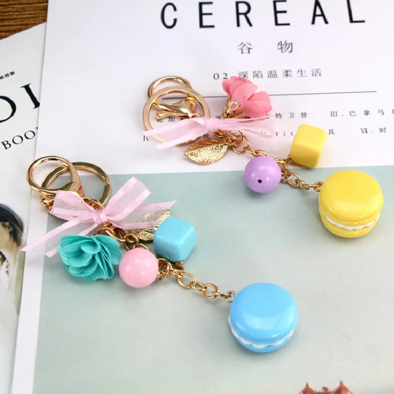 2020 Women New Macaron Cake keychain PU love alloy leaf Key Chain Charm Bag pendant Ring Best Party Gift Jewelry K3006 | Украшения и
