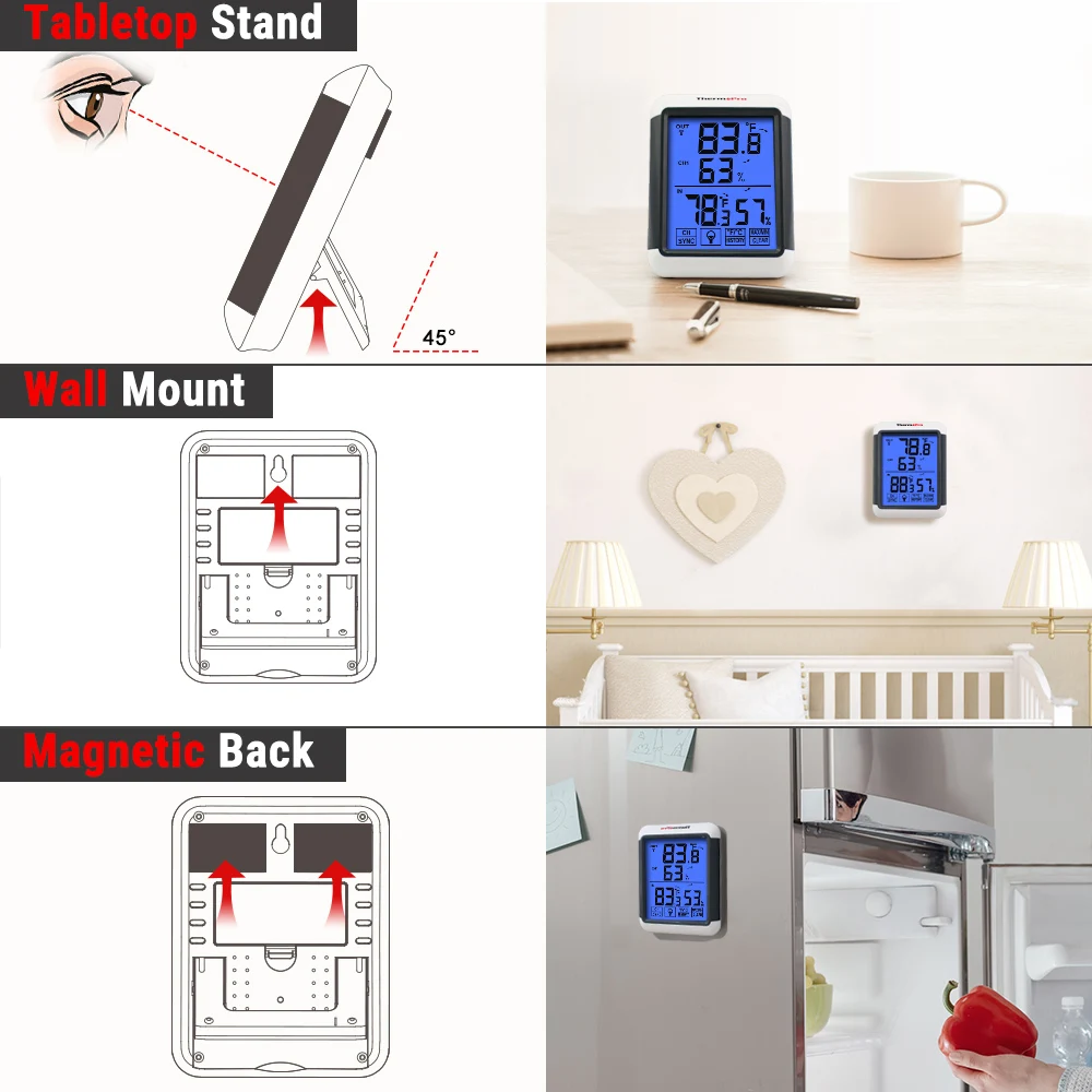 Беспроводная Цифровая метеостанция ThermoPro TP65A 100 м уличный гигрометр монитор