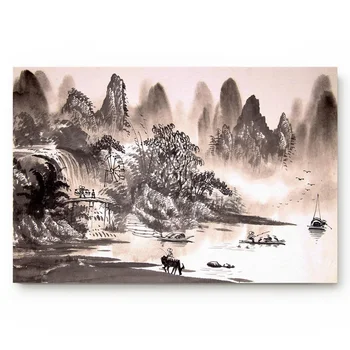 

Landscape Painting Boat Mountain Living Room Door Mats Outdoor/indoor Home Decoration Anti-Slip Bathroom Kitchen Mat