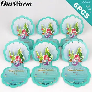 

OurWarm Mermaid Party Decoration Invitation Card Mermaid Gift Candy Bags Paper Box for Guest Birthday Baby Shower Party Supplies