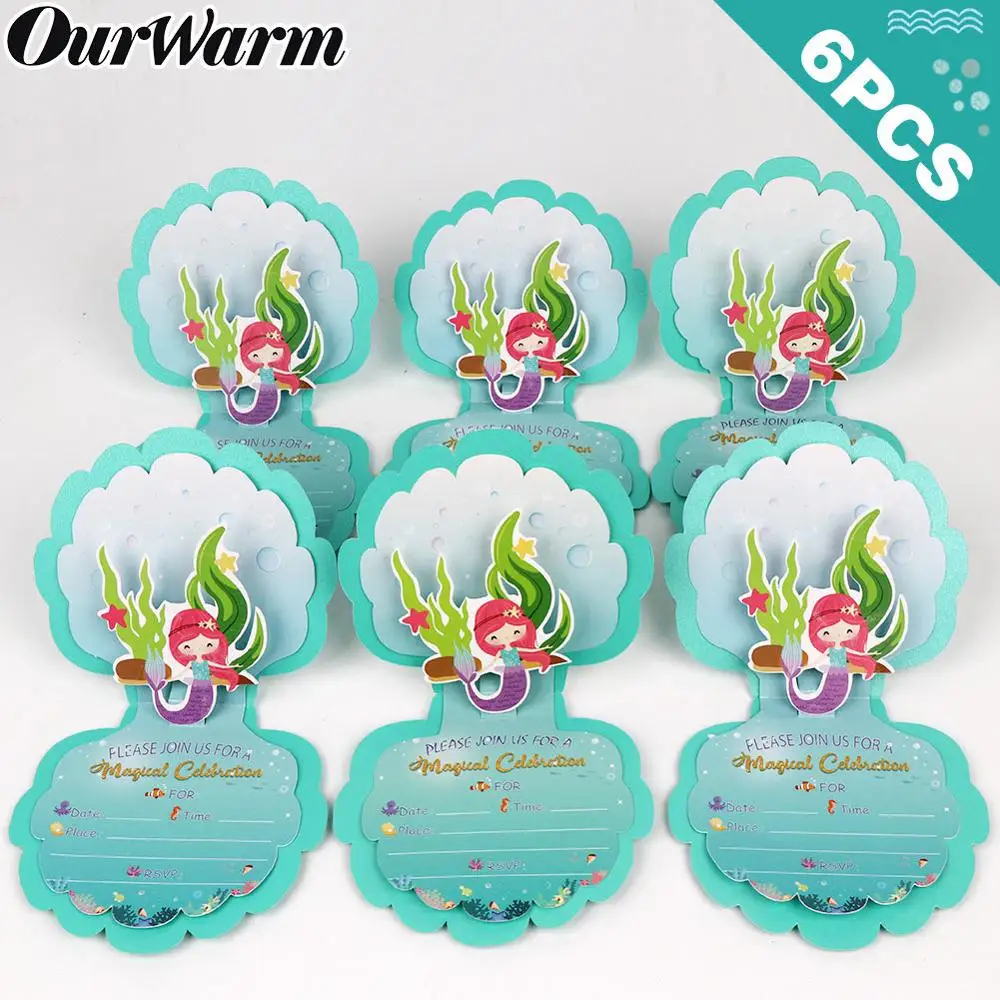 Декоративные пригласительные карточки OurWarm Русалочки подарочные бумажные