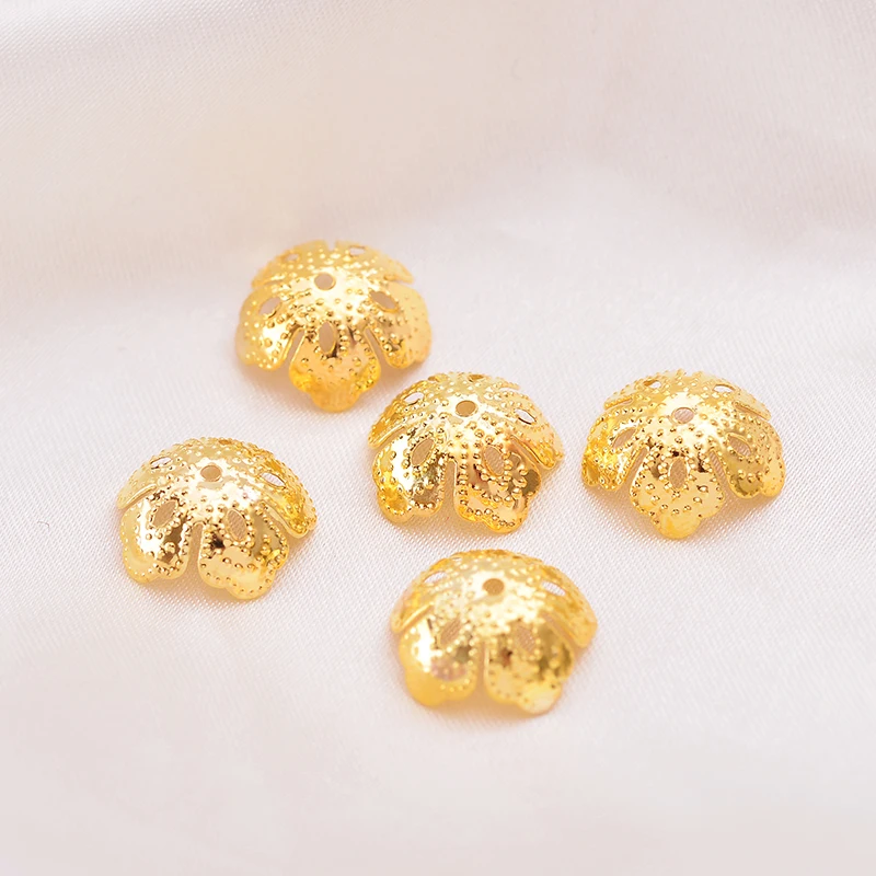 100p 14mm Flower end beads Spacer Beads Caps End caps connectors for DIY Accessories Jewelry making