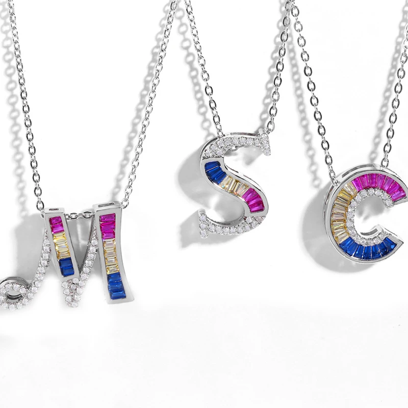 26 Engelse Alfabet Ketting CZ Persoonlijkheid Charme Mozaek Kleur Zirkoon Hanger Vrouwelijke Sieraden Vriendin Cadeau | Украшения и