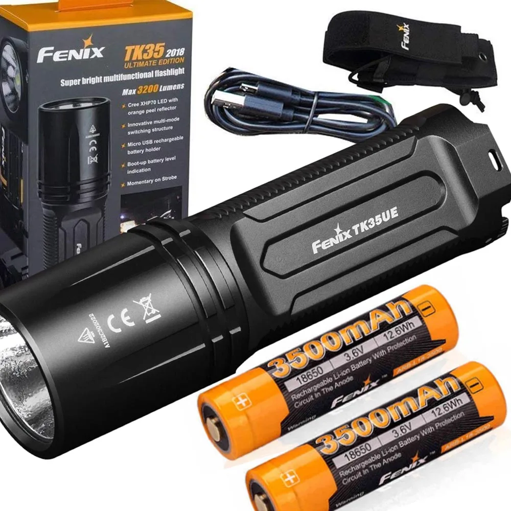 

Fenix TK35 2018 3200 Lumen Ultimate Edition (TK35UE) USB Rechargeable Tactical LED Flashlight with 2 X 3500mAh battery