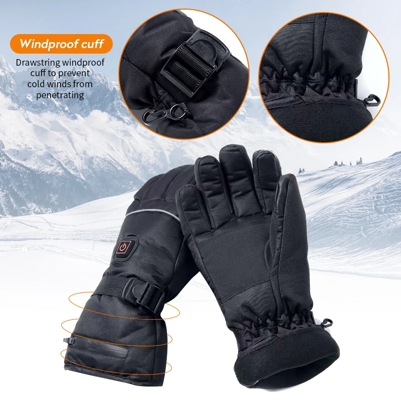 Electric Heated Gloves with Temperature Adjustment Lithium Batteries Gloves for Skiing Hiking Climbing Driving Cold Weather