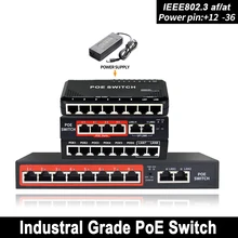 48 в 90 Вт сетевой коммутатор POE Ethernet с 6 сетевыми портами RJ45 IEEE 802,3 af/at подходит для системы видеонаблюдения/беспроводной AP