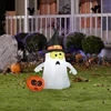 120CM 4 Foot Inflatable Ghost With Witch Hat Holding Pumpkin Bag Halloween LED Illuminate Toys Indoor Outdoor Yard Decorations 6