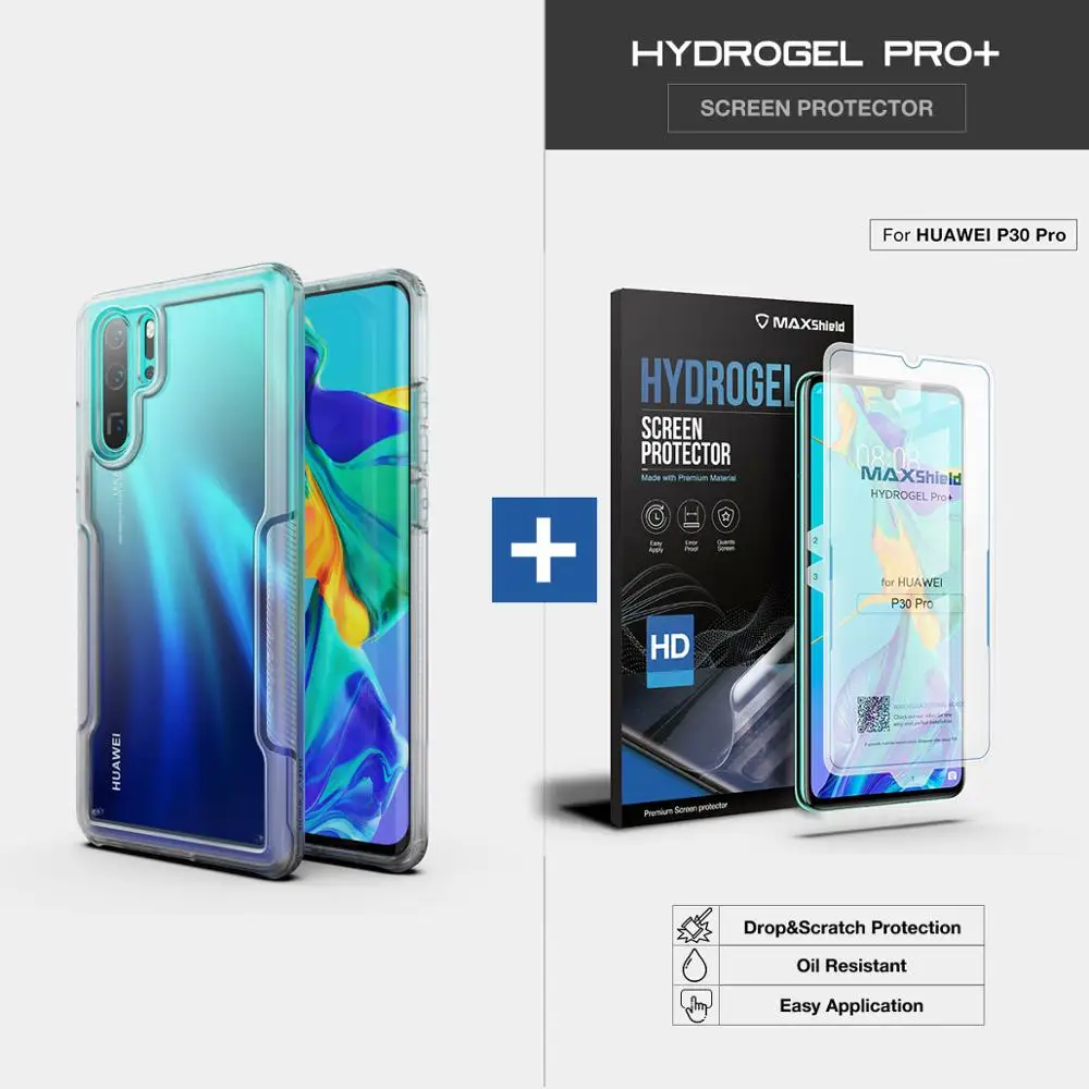 Maxshield для huawei P30 Pro Чехол( выпуск) Ударопрочный сверхмощный гибридный защитный ТПУ бампер PC прозрачная задняя крышка - Цвет: Clear with SP