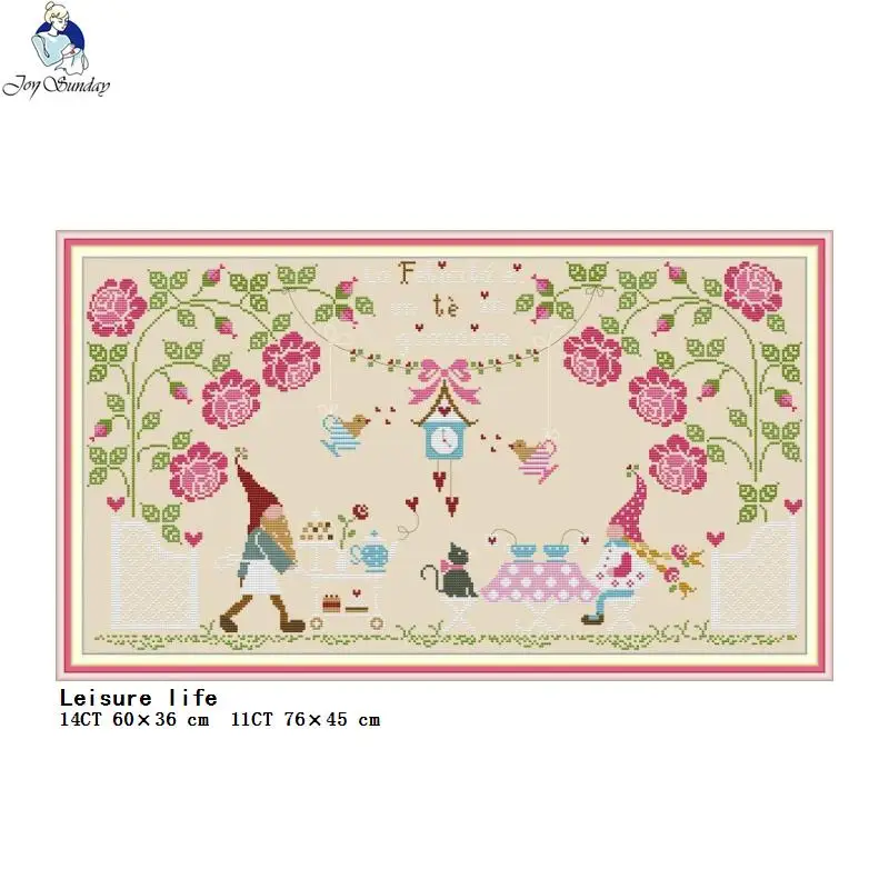 Joy Sunday simple cartoon pattern series count cross stitch 14ct 11ct cross stitch kit DIY handmade needle and thread embroidery