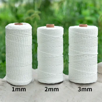 

Durable 200m White Cotton Cord Natural Beige Twisted Cord Rope Craft Macrame String DIY Handmade Home Decorative supply 3mm