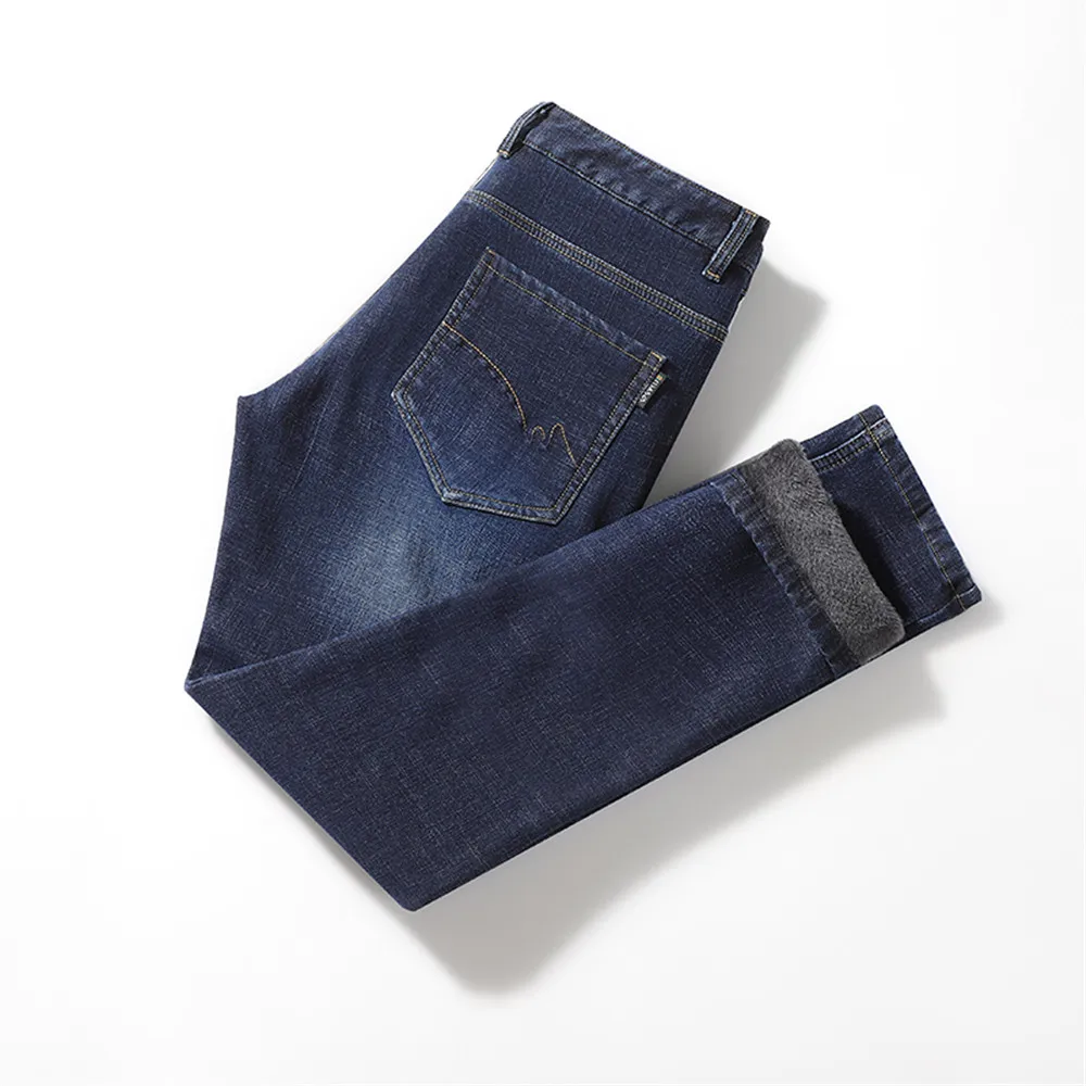 Dark Blue Мужские новые джинсы, Осенние тонкие деловые повседневные узкие прямые джинсы, Стрейчевые джинсовые штаны, узкие брюки, Классические ковбойские джинсы для молодых мужчин - Цвет: Dark Blue