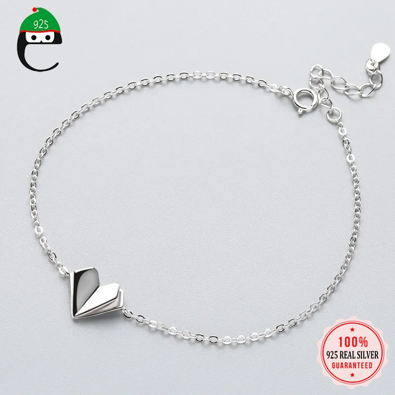 

ElfoPlataSi 100% 925 Real Sterling Silver Bracelet Fashion Jewelry Paper Plane 925 Bracelet Gift For Wife Gift Girls Lady ED135