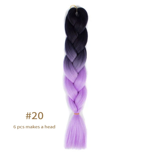 Synthetic jumb Braids Ombre Braiding Hair Extension Box Braid Hair Pink Purple Yellow Golden Colors hair 24inch kanekalons hair B20