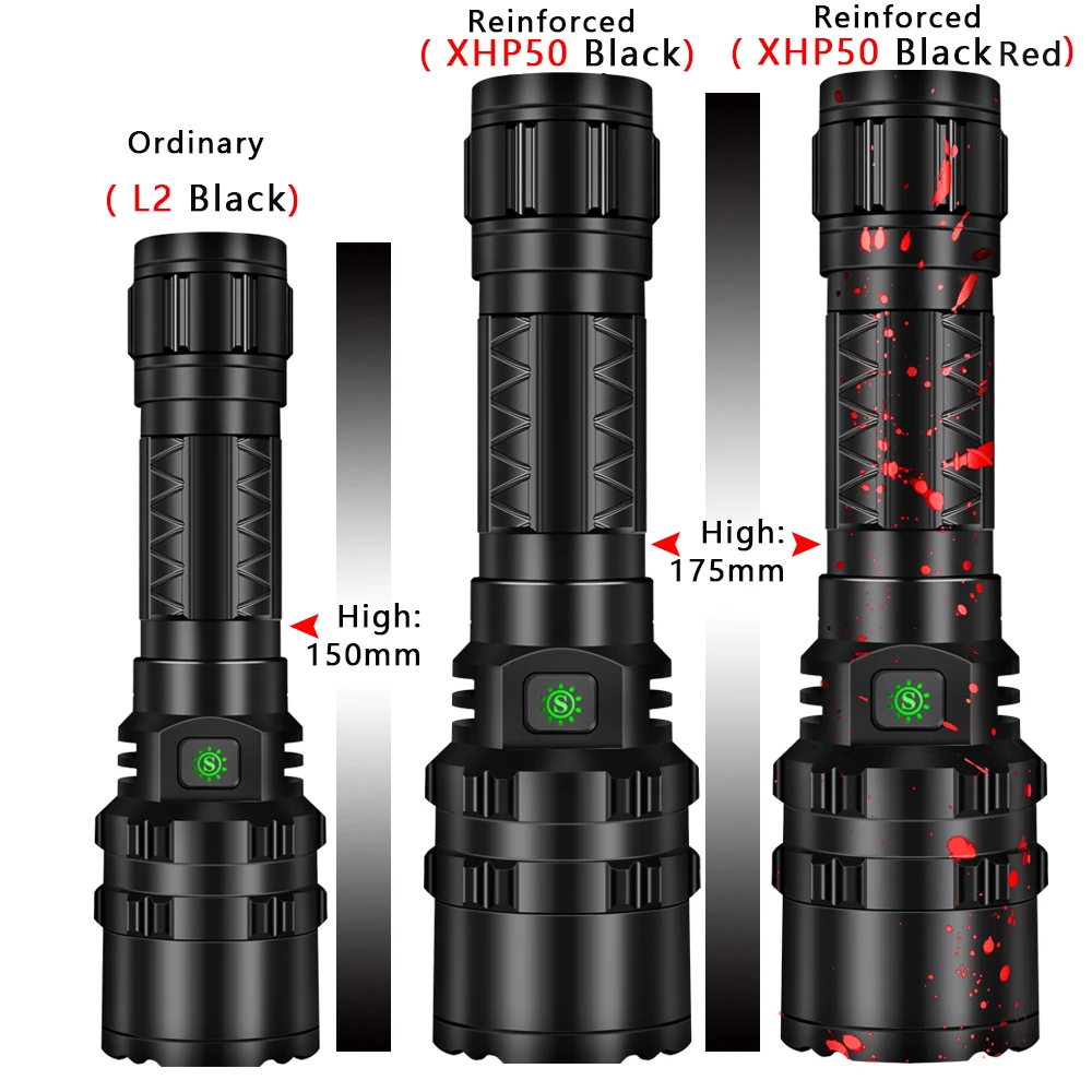 Мощный XHP50 80000LM светодиодный фонарик Xlamp алюминиевый охотничий L2 водонепроницаемый 5 режимов фонарь Lanterna использовать аккумулятор 18650 26650