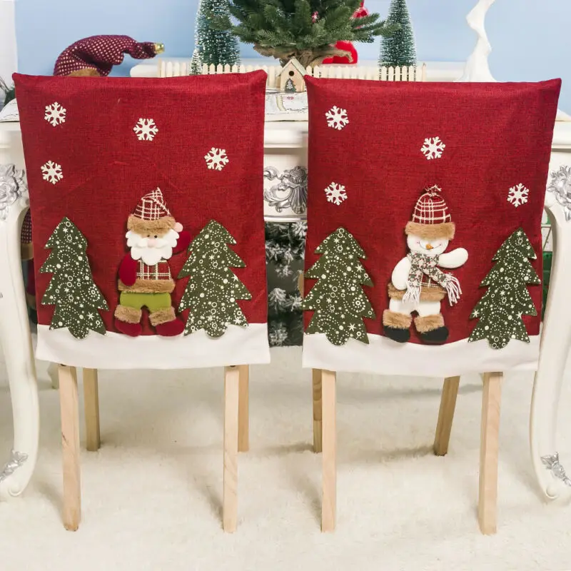 Новейшая мода Рождественский стул Санта Снеговик Олень обеденный чехол для спинки стула вечерние рождественские украшения стола