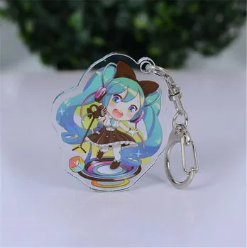 

Japan Anime Hatsune Miku Cosplay Party Acrylic Keychain Charm Keyring Phone Pendant Gifts Figure Pendant Transparent Key Ring
