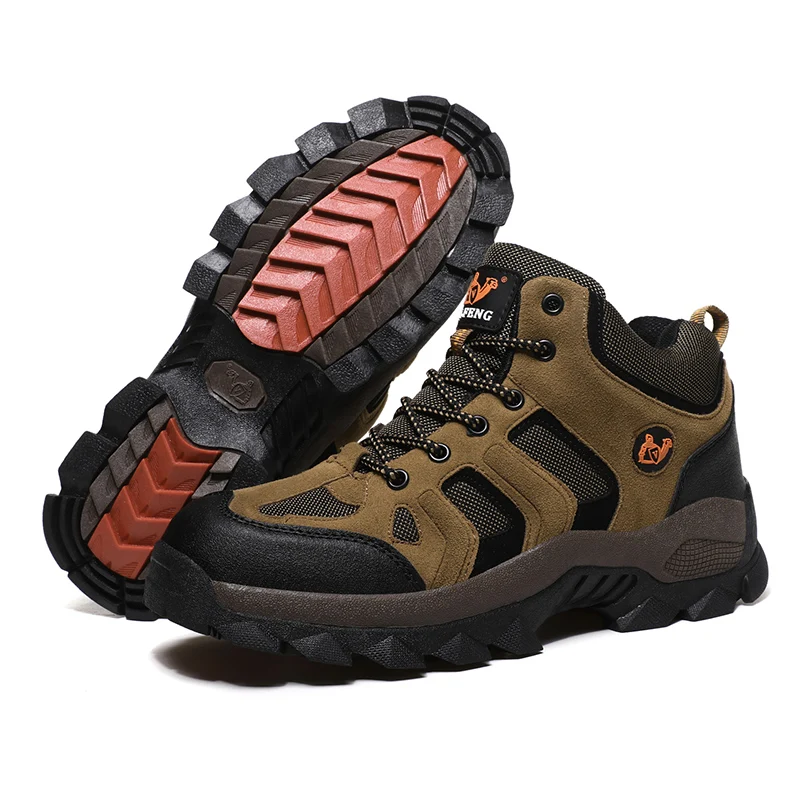 Large Size Outdoor Ankle Boots Men Snow Boots Fashion Lace Up Casual Sneakers Leather Winter Cowboy Footwear Hiking Shoes Spring