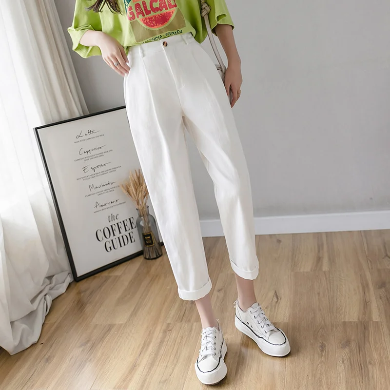 

Woman Harem Trousers Ladies High Waist Harajuku White Cargo Pants Joggers Korean Fashion Vintage Streetwear Pantalones Mujer
