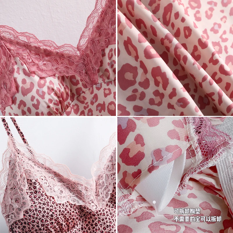 Lace Women's Nightdress Girl Sleepwear Silk Pijama Woman Dress Female Sling Nightwear Clothing 2021 Fashion Ladies Homewear