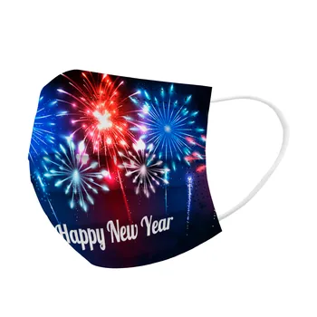 

50pcs Face Mask Adult 2021 Happy New Years Mouth Caps Masks Disposable 3 Layer Nonwove Mascarillas Breathable Earloop Mondkapjes