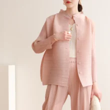 Spring styles listed in 2021 Miyake drape fresh and beautiful wind versatile leisure long coat