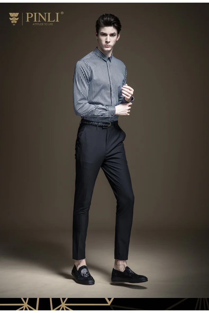 Blusas Limited Full Camisa Social Pinli осень 2019 Новая мужская рубашка в полоску с длинными рукавами для отдыха B193113092