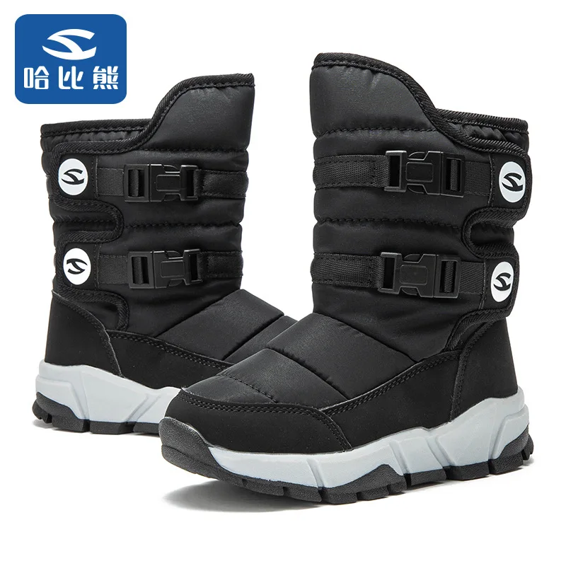 

HOBIBEAR 2019 New Children Winter Snow Boots Fashion Kids Boots With Plush In Girls Shoes Boys Mid-calf Flats For Christmas