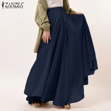 Élégant élastique Wasit Maxi jupes femmes printemps Robe d'été 2021 ZANZEA solide Vestidos femme décontracté Faldas Saia grande taille Robe