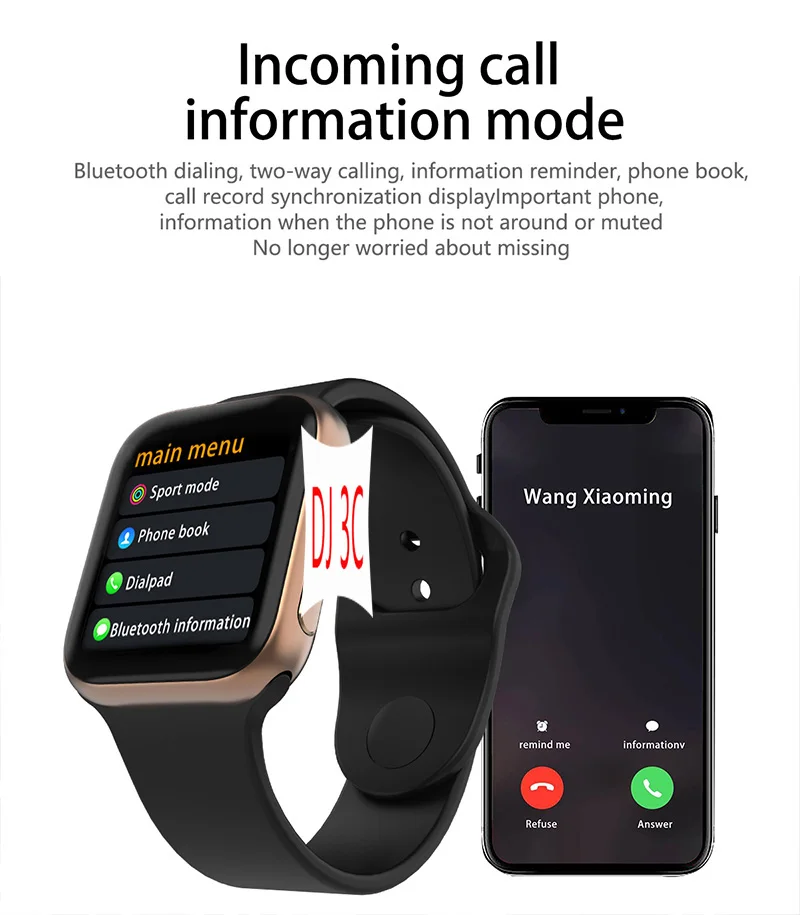 

42mm Smart Watch Series 4 Clock Push Message Bluetooth Connectivity For Android phone IOS apple iPhone 6 7 8 X Smartwatch