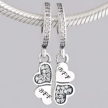 

Original Best Friend Forever Crystal Heart Petals Pendant Beads Fit 925 Sterling Silver Bead Charm Pandora Bracelet DIY Jewelry