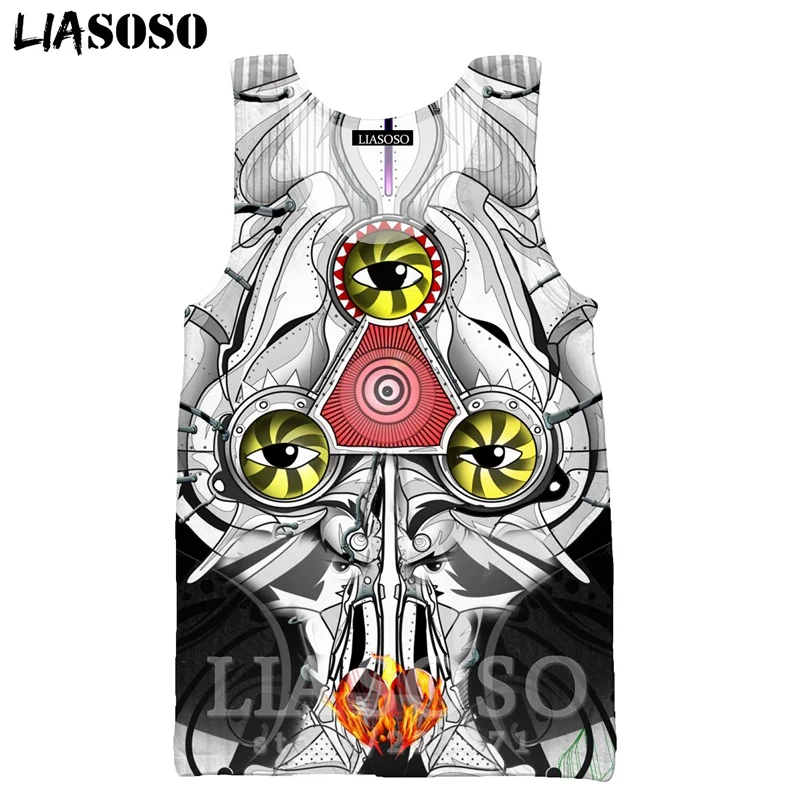 4 Psychedelic головокружение жилет LIASOSO для мужчин женщин Аниме Толстовка 3D принт Забавный О образным вырезом майка без рукавов хип хоп пуловер A328-8 - Цвет: 4