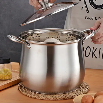 

Stainless Steel Stock Pots Cookware with Steam Rack Large Capacity Soup Pot Hotpot Chinese Cooking Pots for Gas Induction Cooker