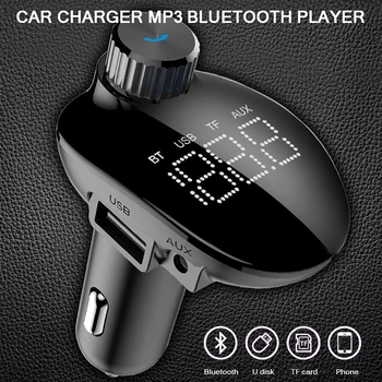 

Car Mp3 Player FM Transmitter Modulator Wireless Bluetooth 5.0 AUX Mp3 Double USB Charger Hands-Free LCD Screen Car Adapter