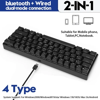 

Mechanical Gaming Keyboards Wireless bluetooth&Wired Type-C Keyboard for Computer PC Laptop