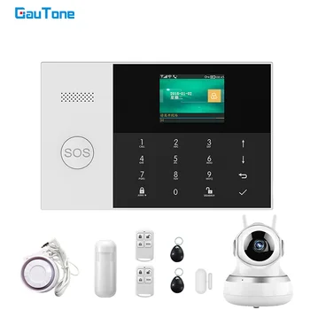 

GauTone PG-105 WIFI GSM Alarm System 433MHz Home Security Alarm Smart Kits RFID PIR Motion Detector with IP Camera APP Control
