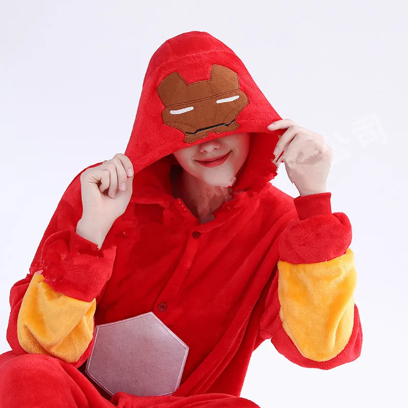 Карнавальный костюм в стиле аниме; Мстители Железный человек Костюмы для косплея Тони Старк фланелевая Детская Пижама для взрослых, одежда для сна банный халат комбинезоны вечерние костюмы на Хэллоуин