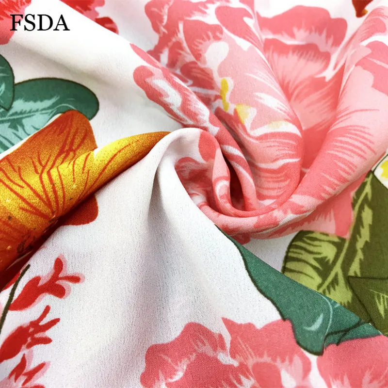 FSDA платье с круглым вырезом и цветочным принтом, с оборками, богемное пляжное ТРАПЕЦИЕВИДНОЕ весеннее повседневное мини женское элегантное платье с поясом