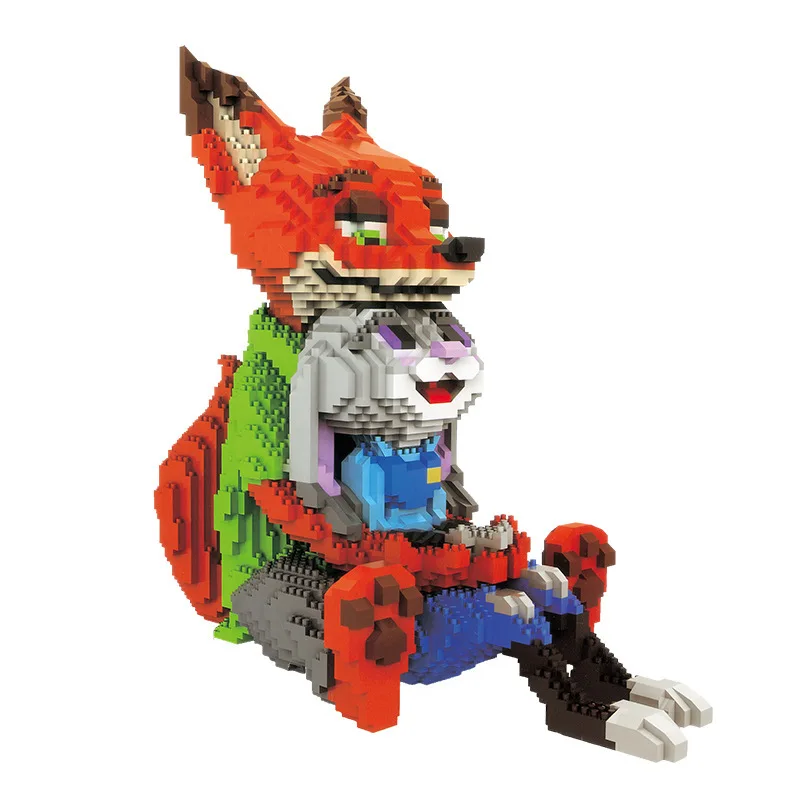 

Micro-Drilling Fox Hold Rabbit Small Particles Educational DIY Assembled Fight Inserted Children Building Blocks Toy Gift